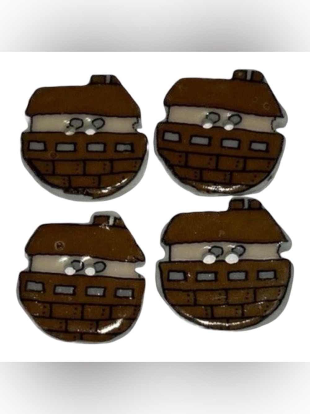 Noah’s Ark Shaped Buttons 4 In Lot 1” In Size Bible religion sewing kids